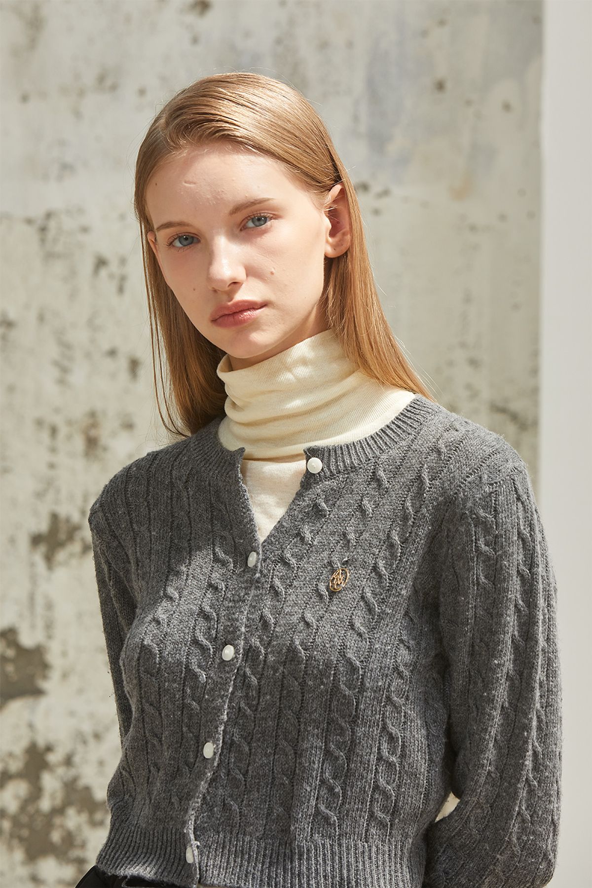 아노에틱(ANOETIC) ANC GOLD CABLE CARDIGAN_GREY