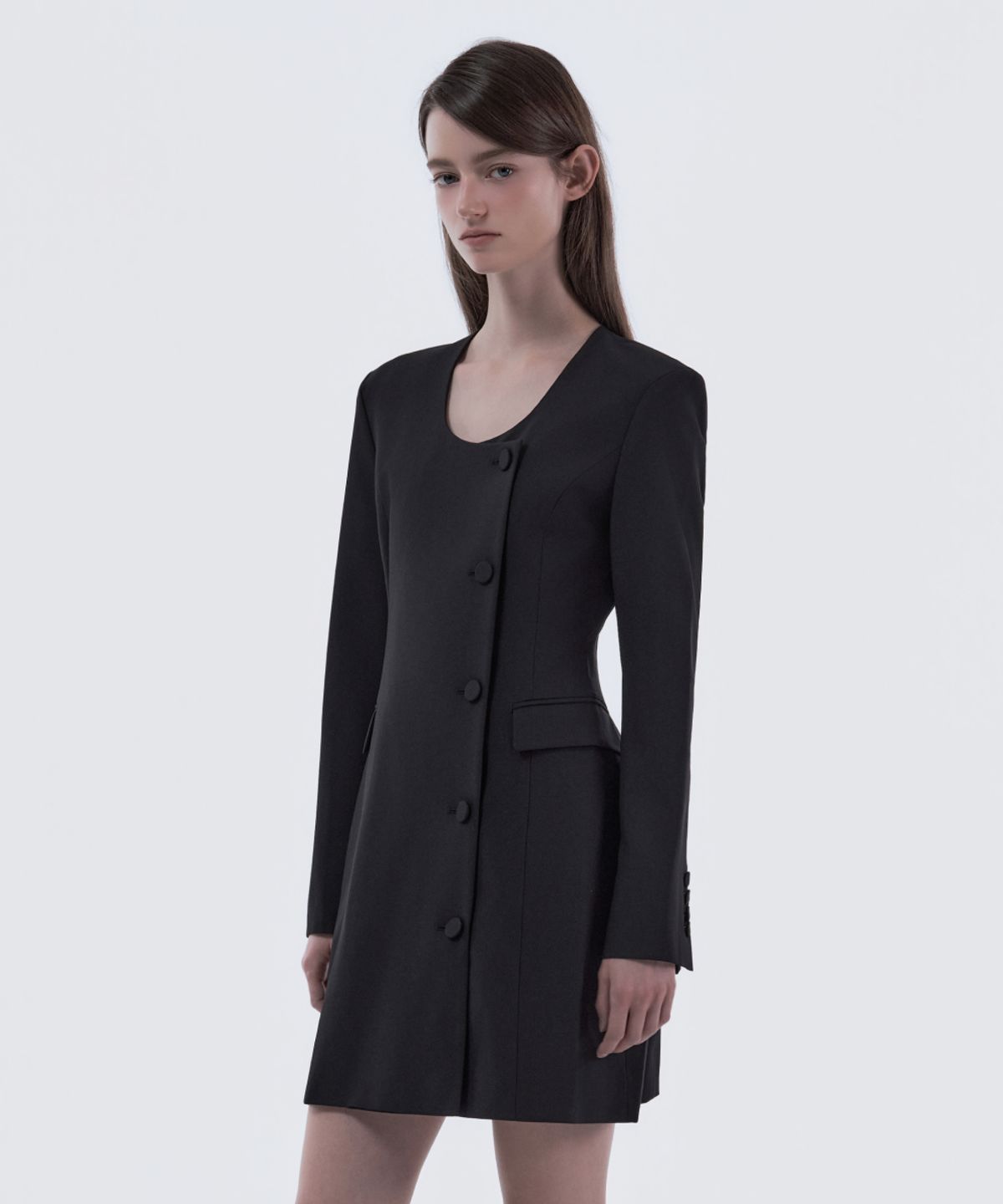 마우솔레움(MAU SOLEUM) Jenn Round Neck Suit Jacket Dress - Black