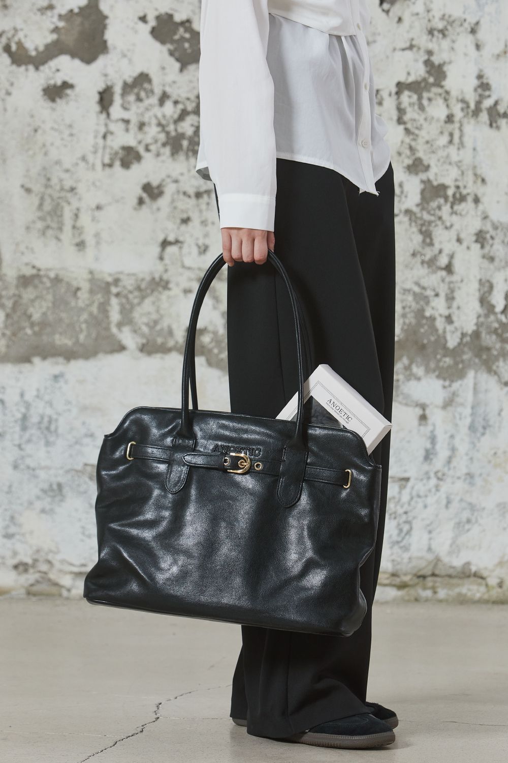 ANOETIC ■ CLASSIC BELT SHOPPER BAG MUSINSA公式 | ANOETIC CLASSIC BELT SHOPPER BAG_BLACK