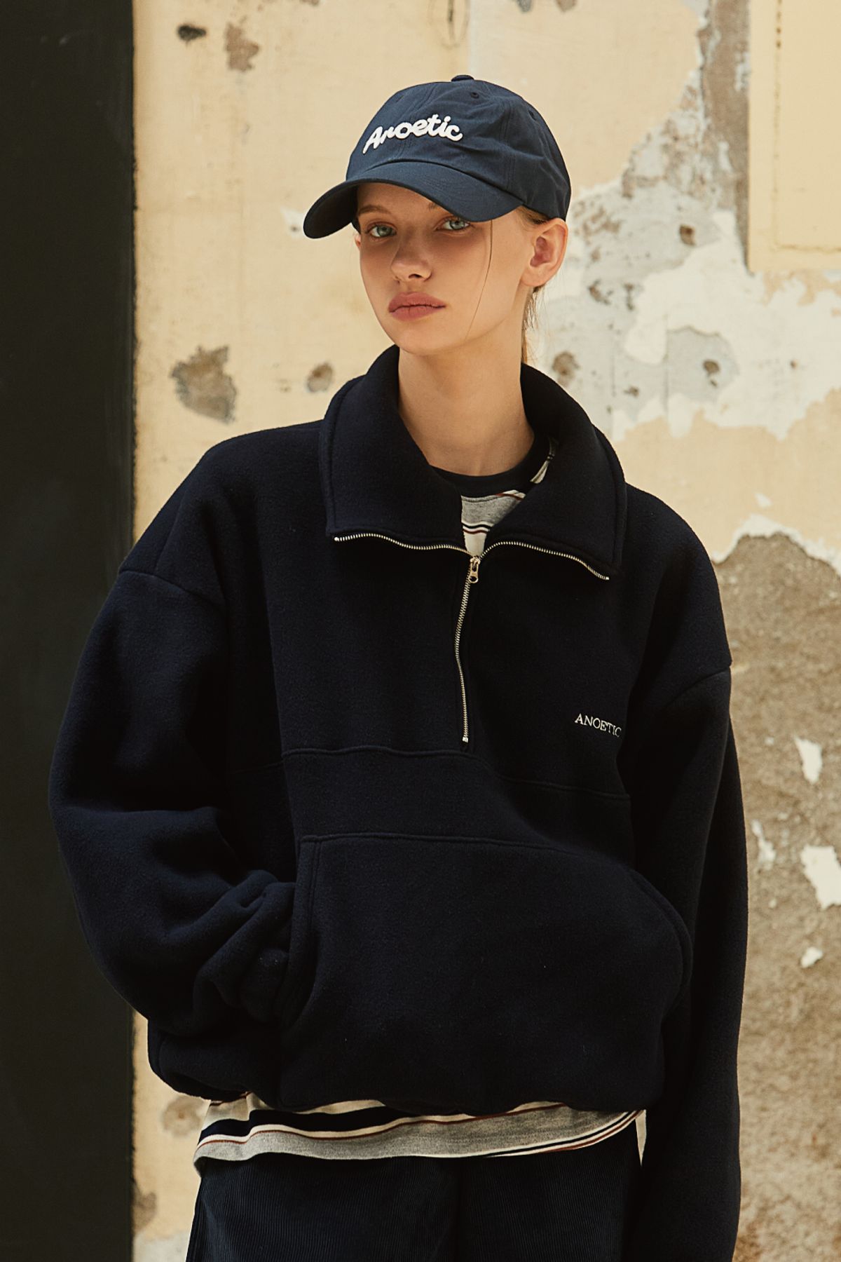 아노에틱(ANOETIC) LETTERING BALL CAP_NAVY