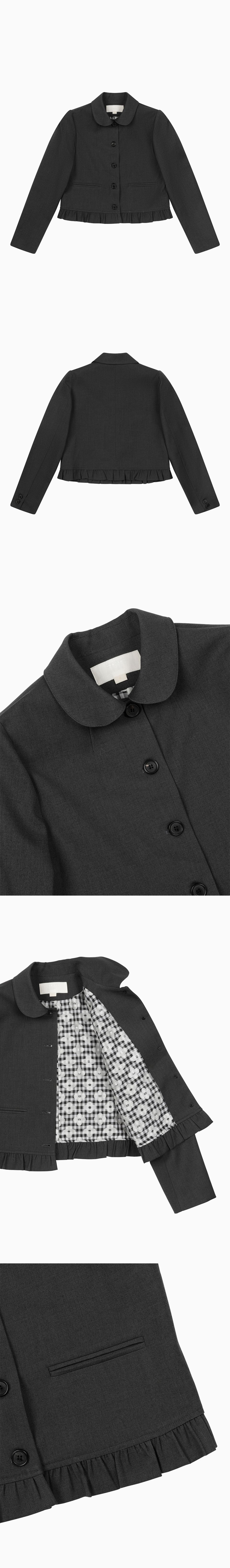 MUSINSA公式 | OHESHIO ROUND FRILL JACKET, CHARCOAL