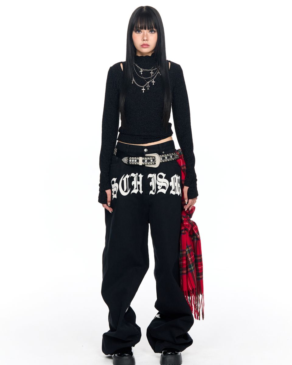 MUSINSA公式 | SCHISM INDUCING SCHISM PATCH JEANS BLACK
