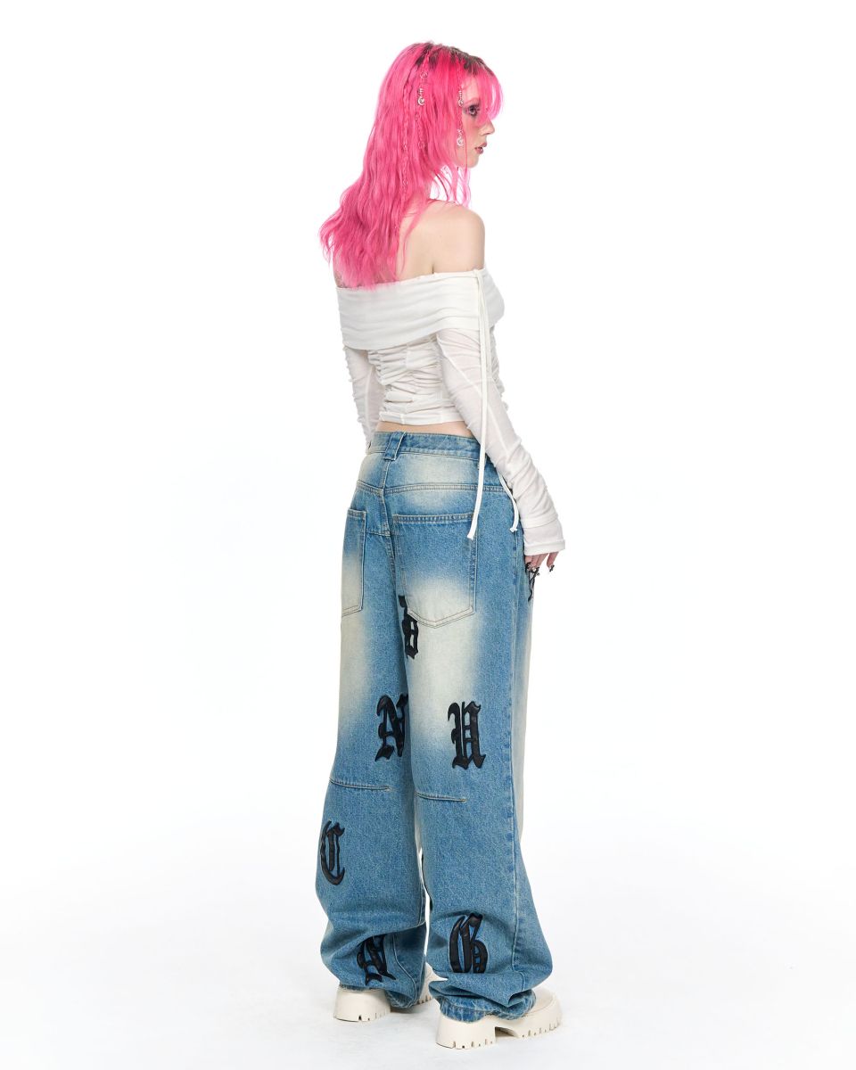 MUSINSA | SCHISM INDUCING SCHISM PATCH JEANS BLUE