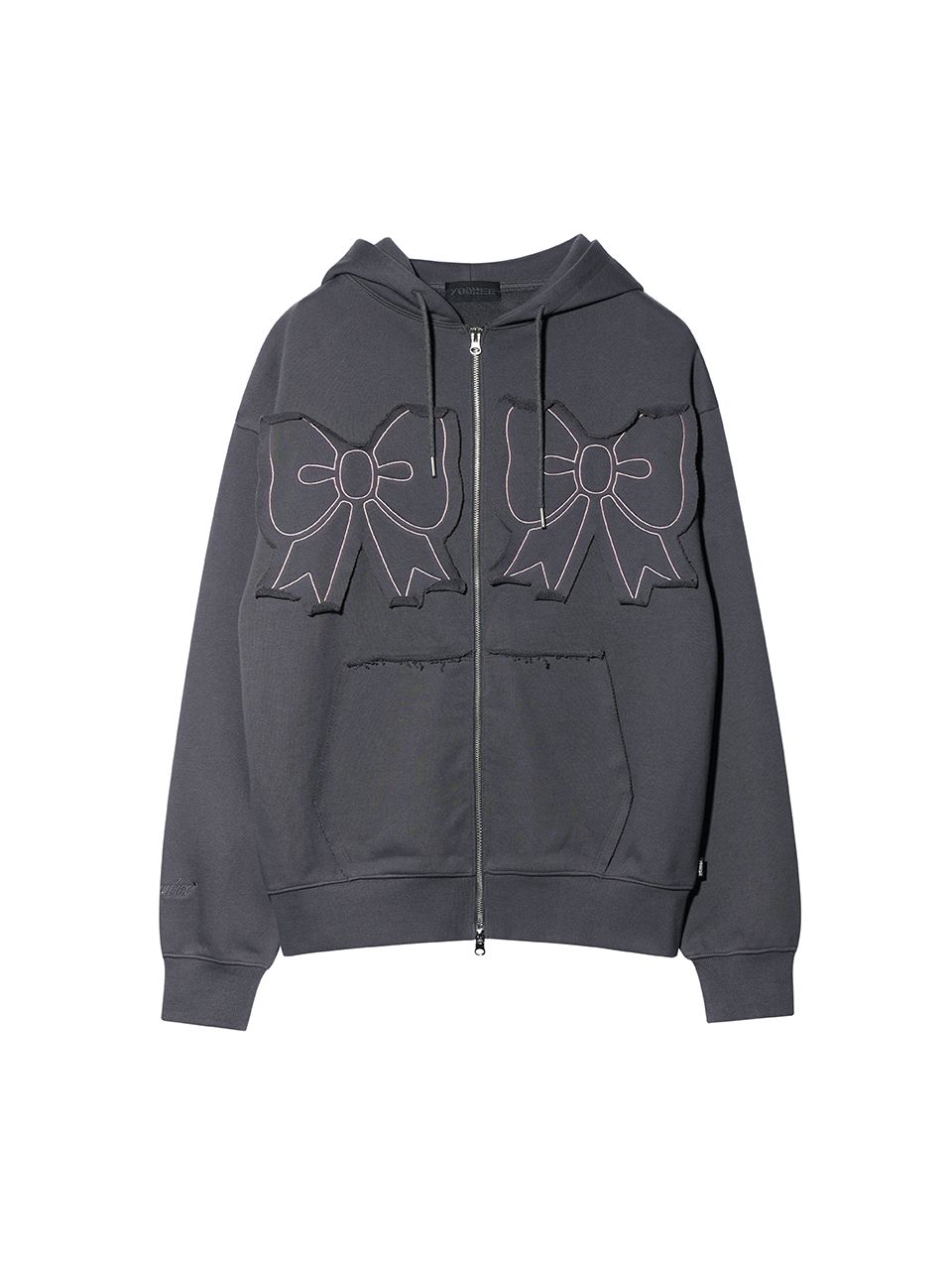 MUSINSA | YOUHEE YOUHEE RIBBON HOOD ZIP-UP CHARCOAL