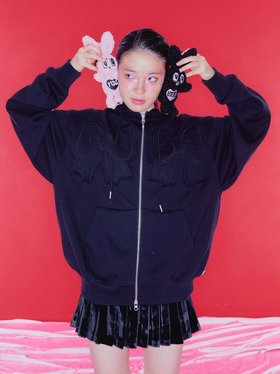 【YOUHEE】 RIBBON HOOD ZIP-UP チャコール MUSINSA | YOUHEE YOUHEE RIBBON HOOD ZIP-UP CHARCOAL