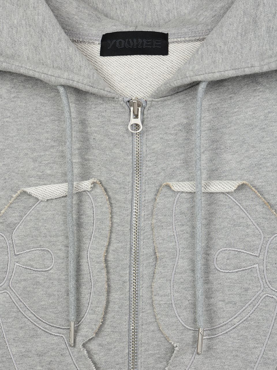 MUSINSA | YOUHEE YOUHEE RIBBON HOOD ZIP-UP CHARCOAL