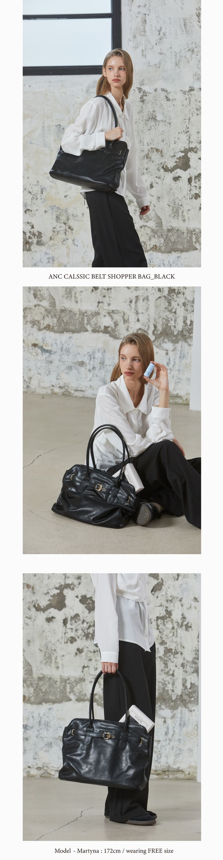 MUSINSA公式 | ANOETIC CLASSIC BELT SHOPPER BAG_BLACK