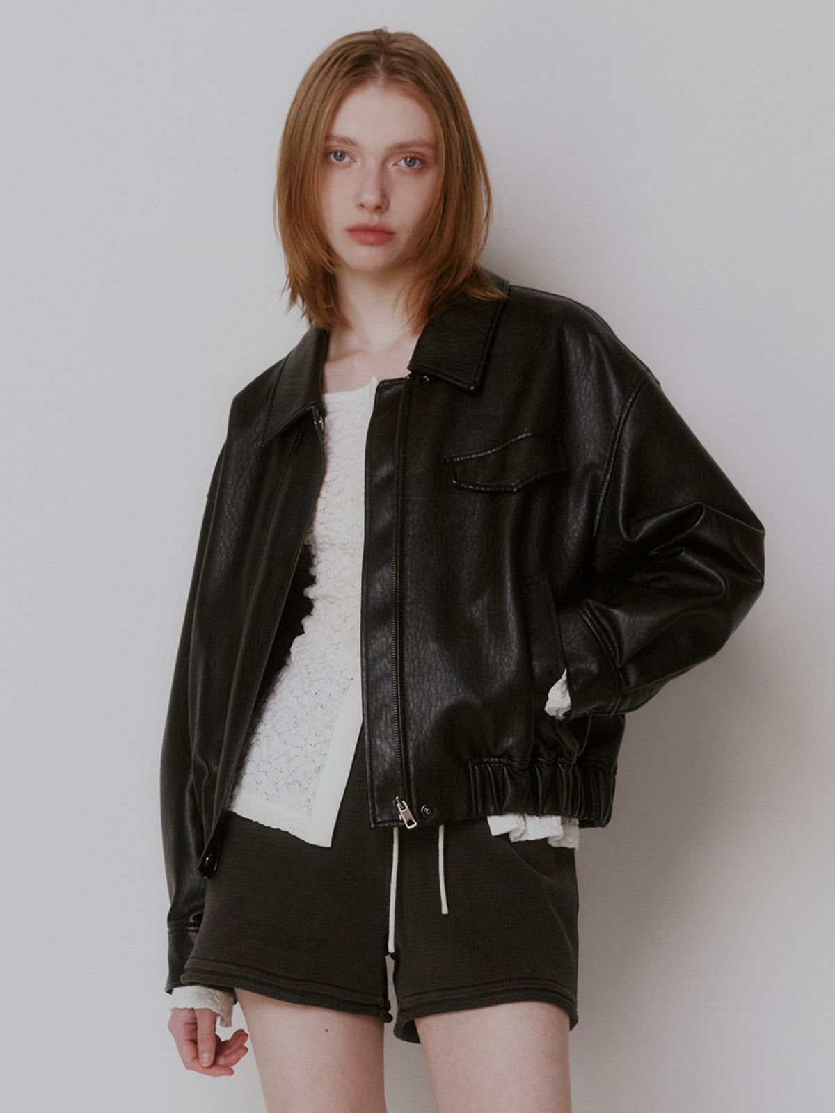 레이브(RAIVE) Faux Leather Blouson Jacket VL2AM080_2color