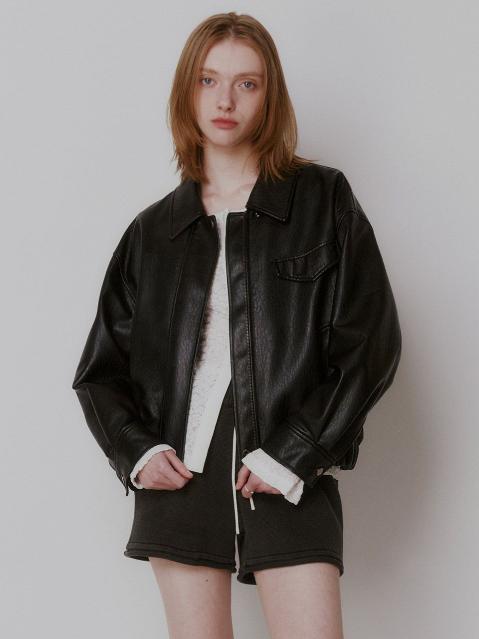 MUSINSA公式 | RAIVE Faux Leather Blouson Jacket VL2AM080_2color