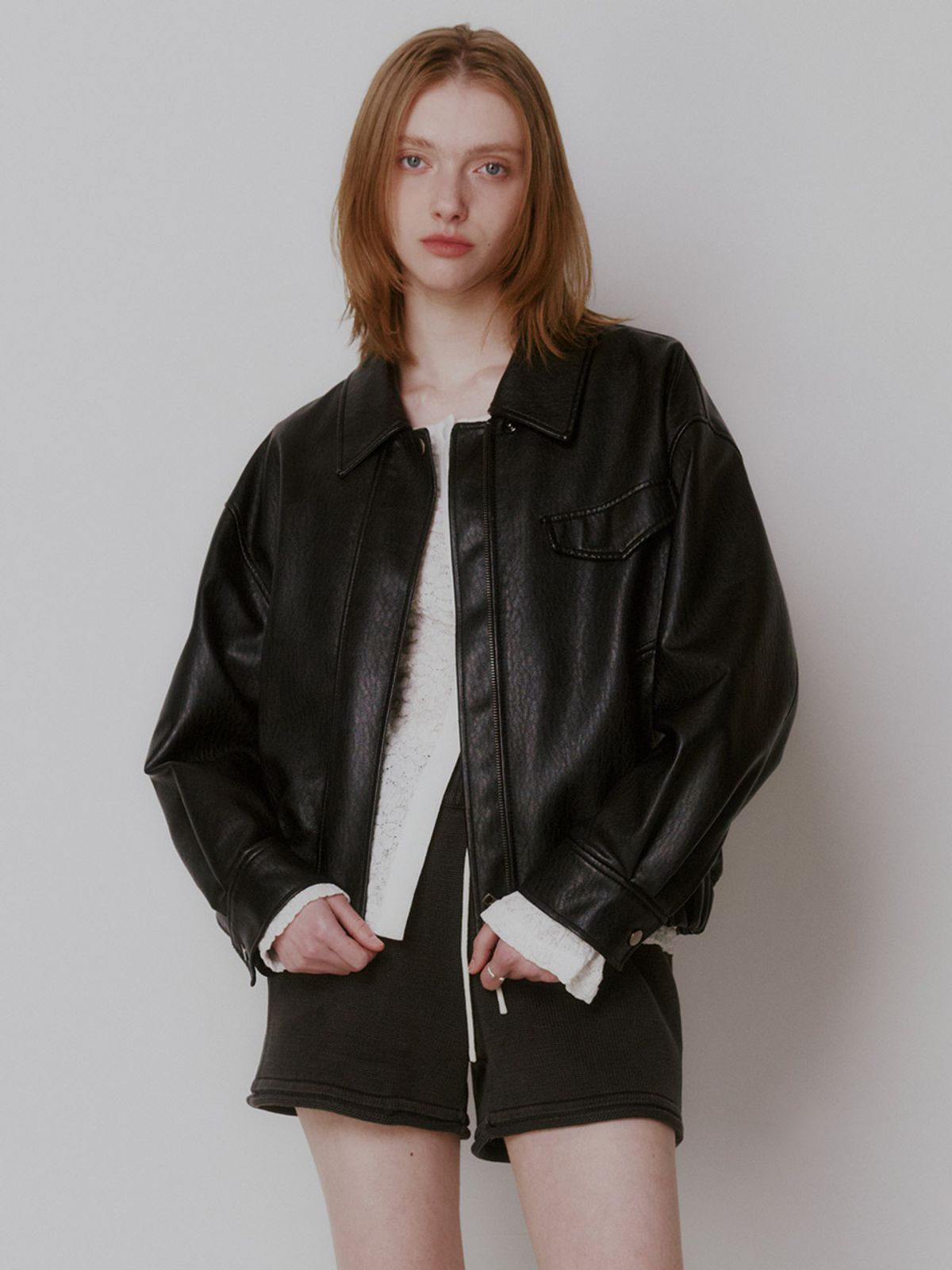 레이브(RAIVE) Faux Leather Blouson Jacket VL2AM080_2color