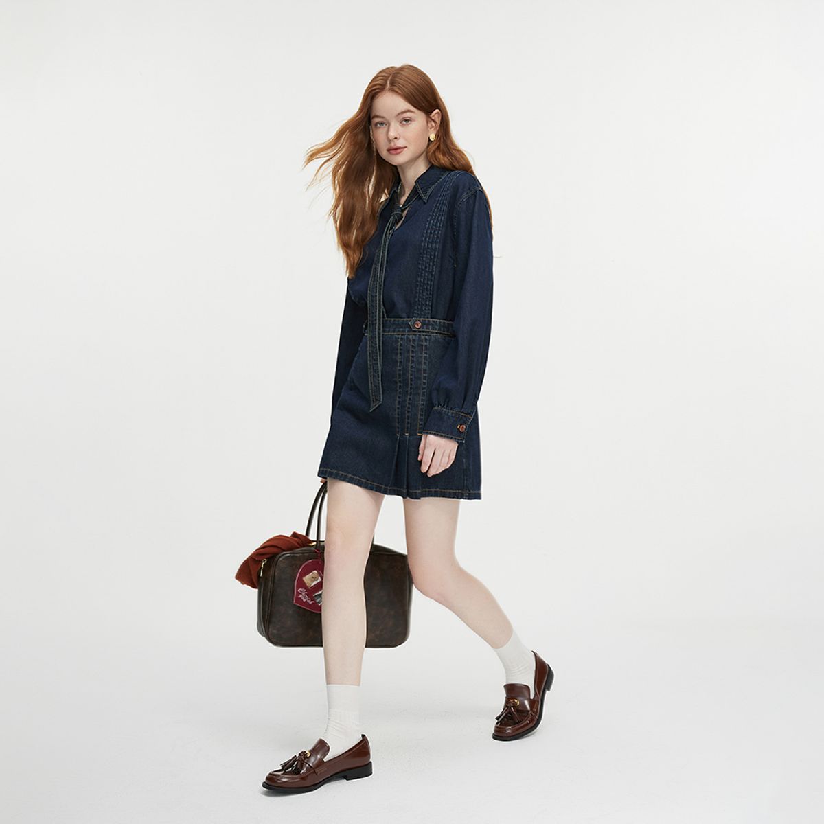웬스데이딜라잇(WEDNESDAY DELIGHT) WD_Pleated denim mini skirt