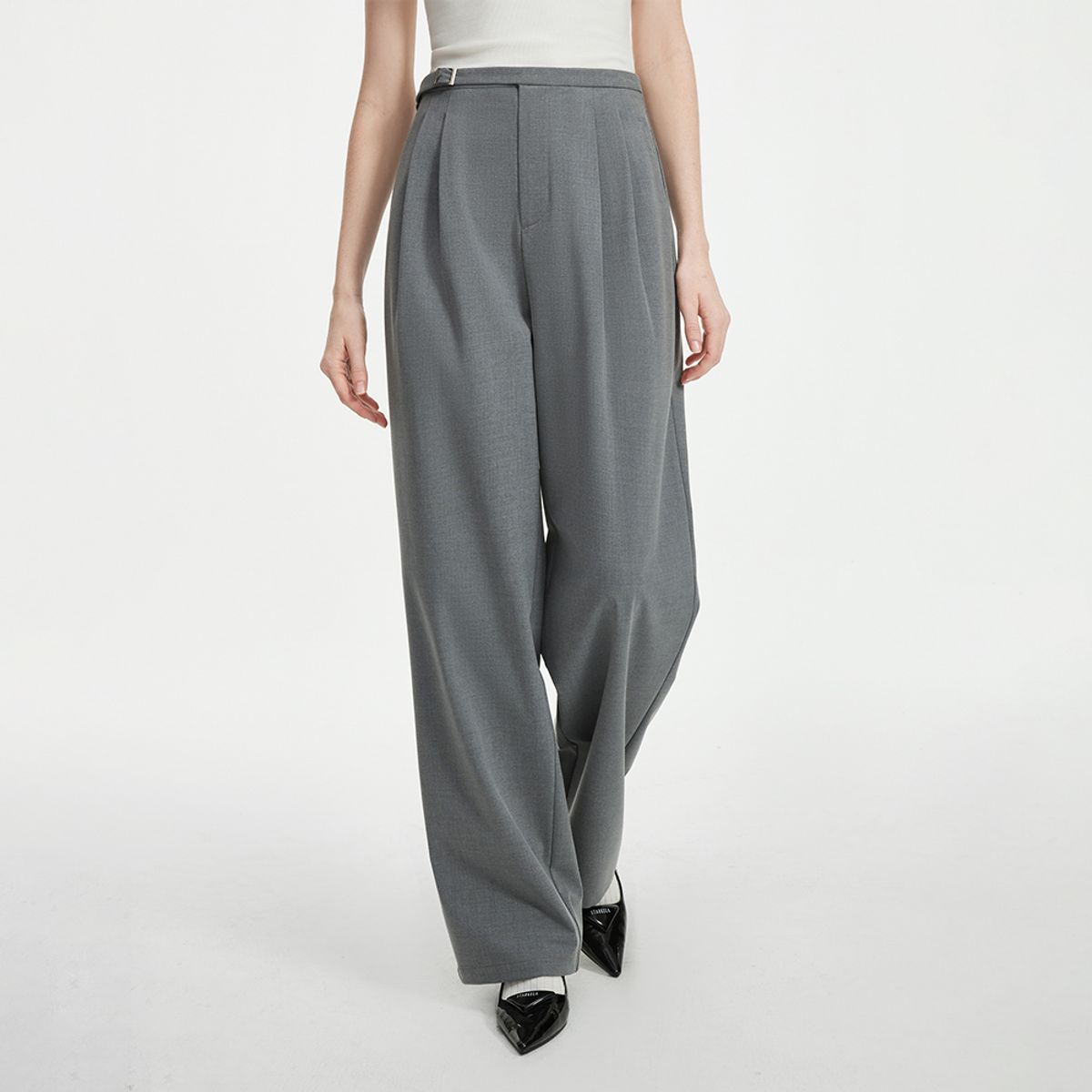 웬스데이딜라잇(WEDNESDAY DELIGHT) WD_Single buckle two-tuck pants_2color