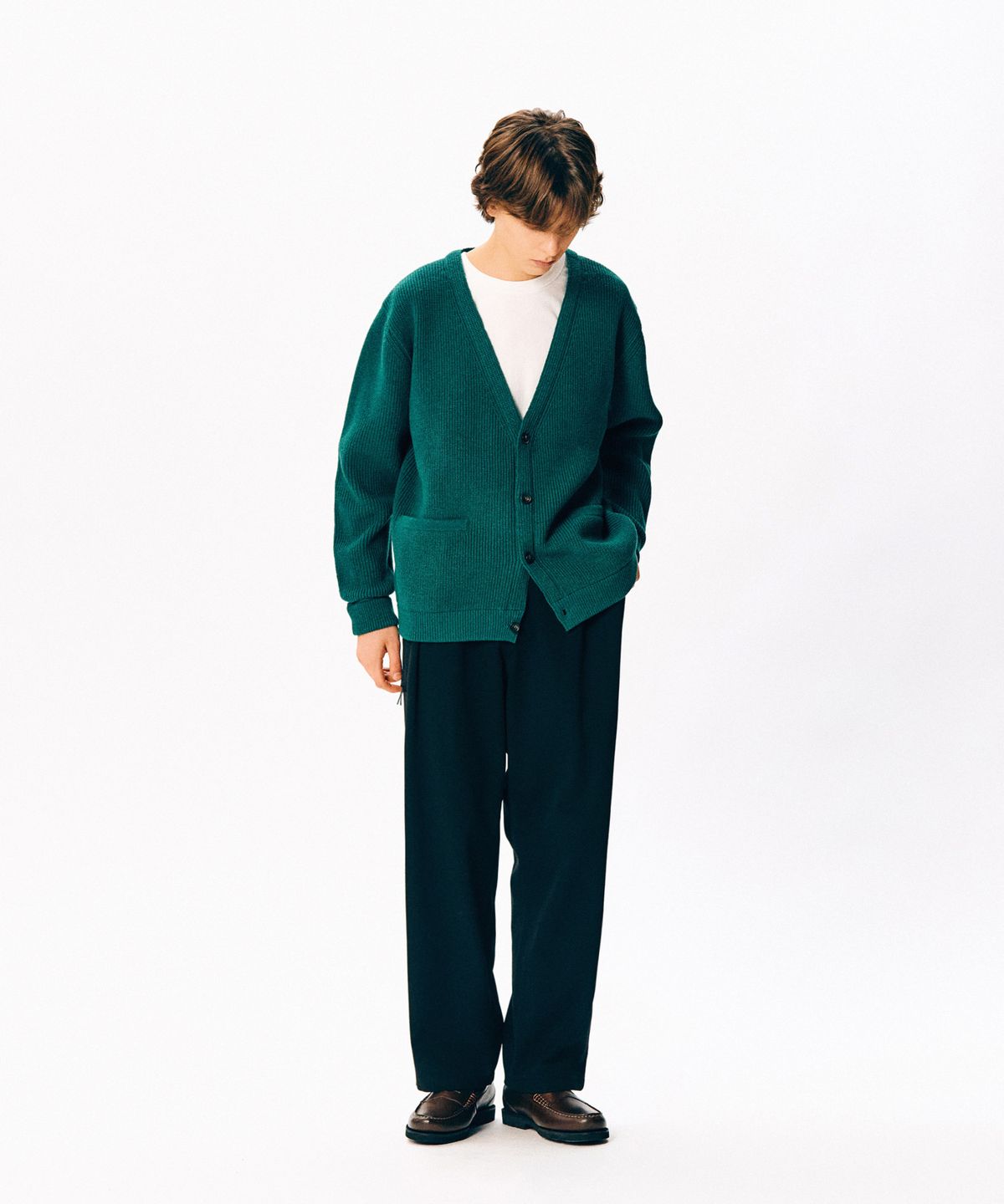 에스피오나지(ESPIONAGE) Miller Heavyweight V Cardigan Pine Green