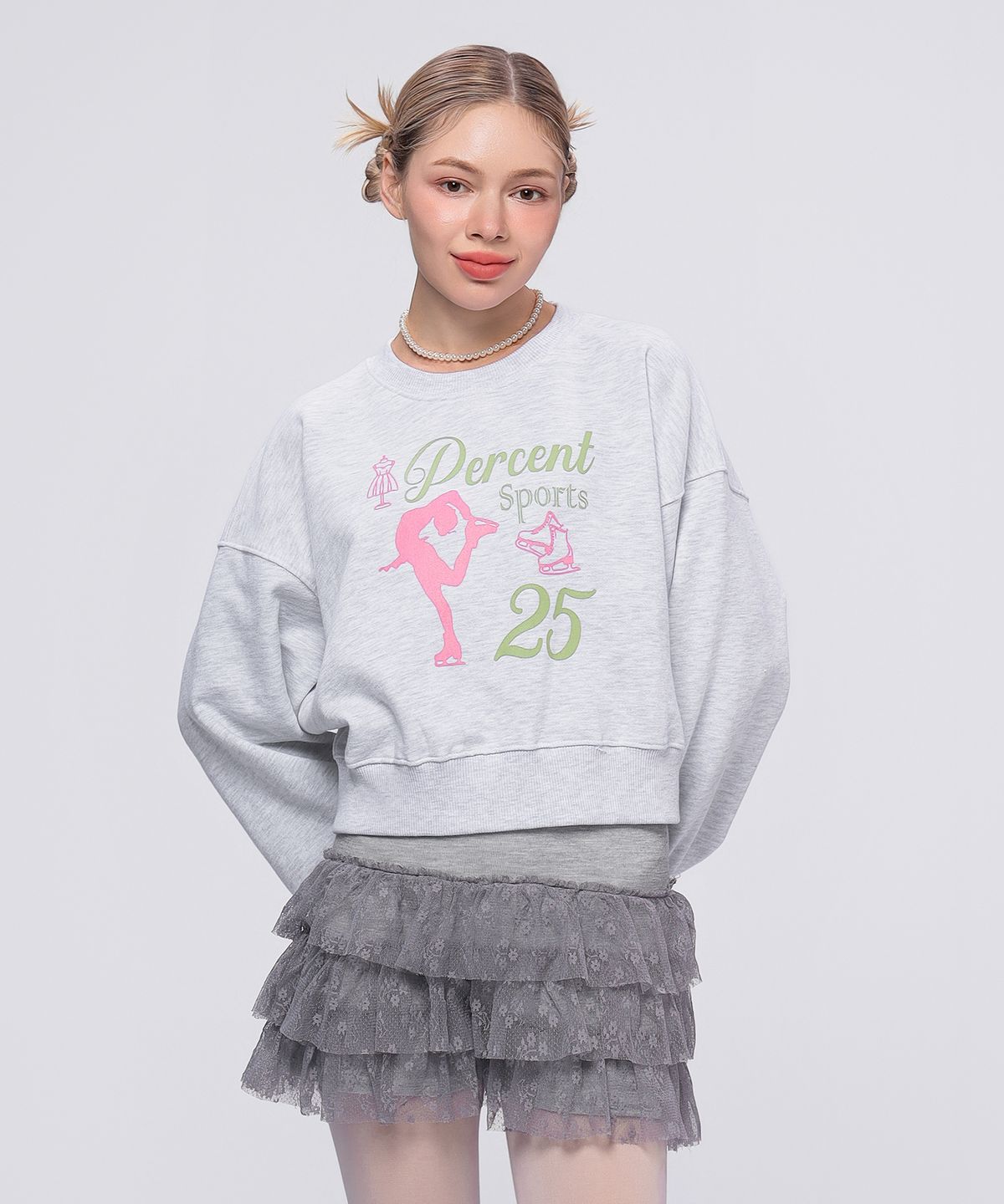 이십오퍼센테이지(25PERCENTAGE) 25P 퍼센트 스포츠 크롭 스웨트셔츠 25B41224WM