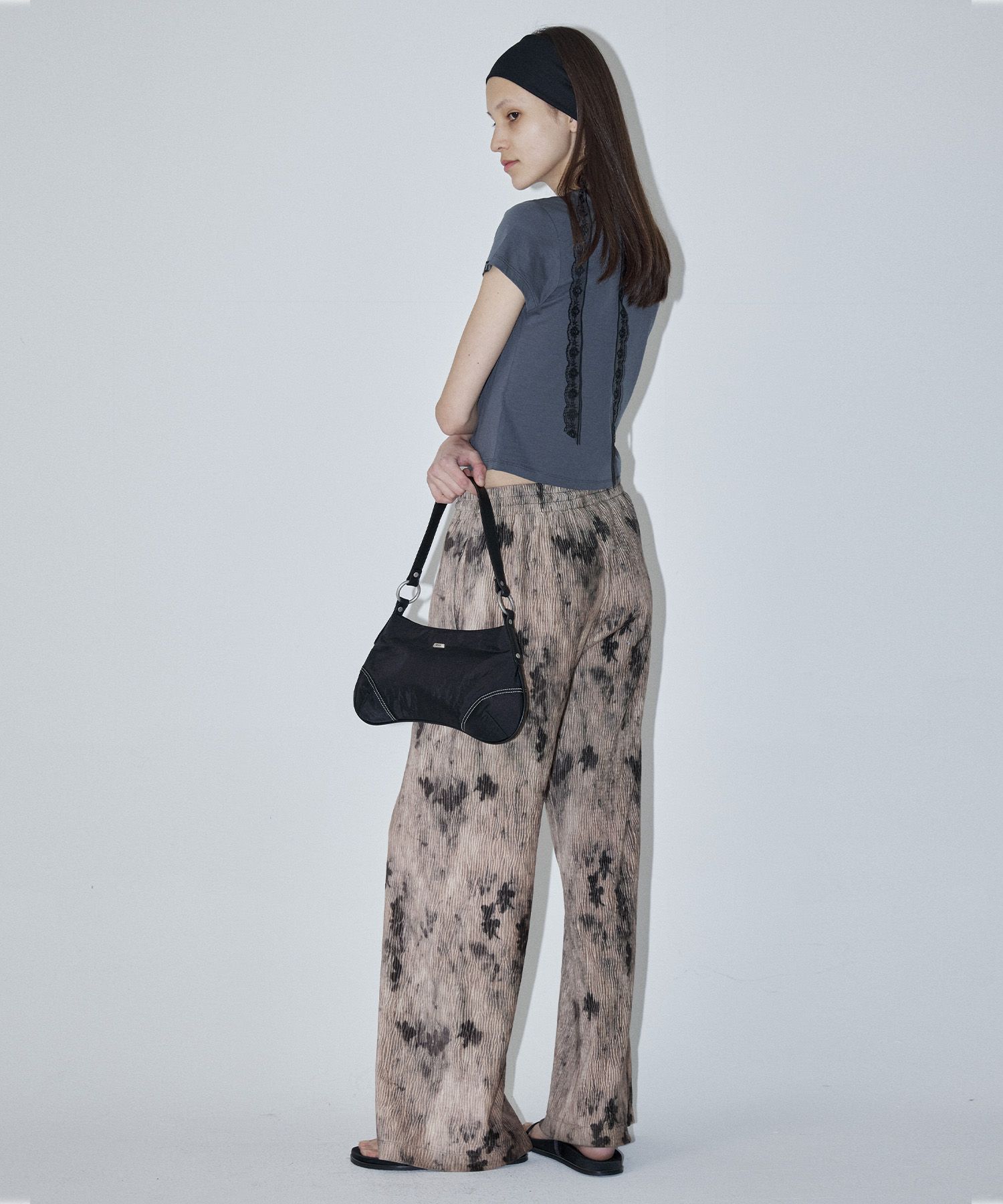 MUSINSA | EN OR SMUDGE VELOUR BANDING PANTS - BEIGE