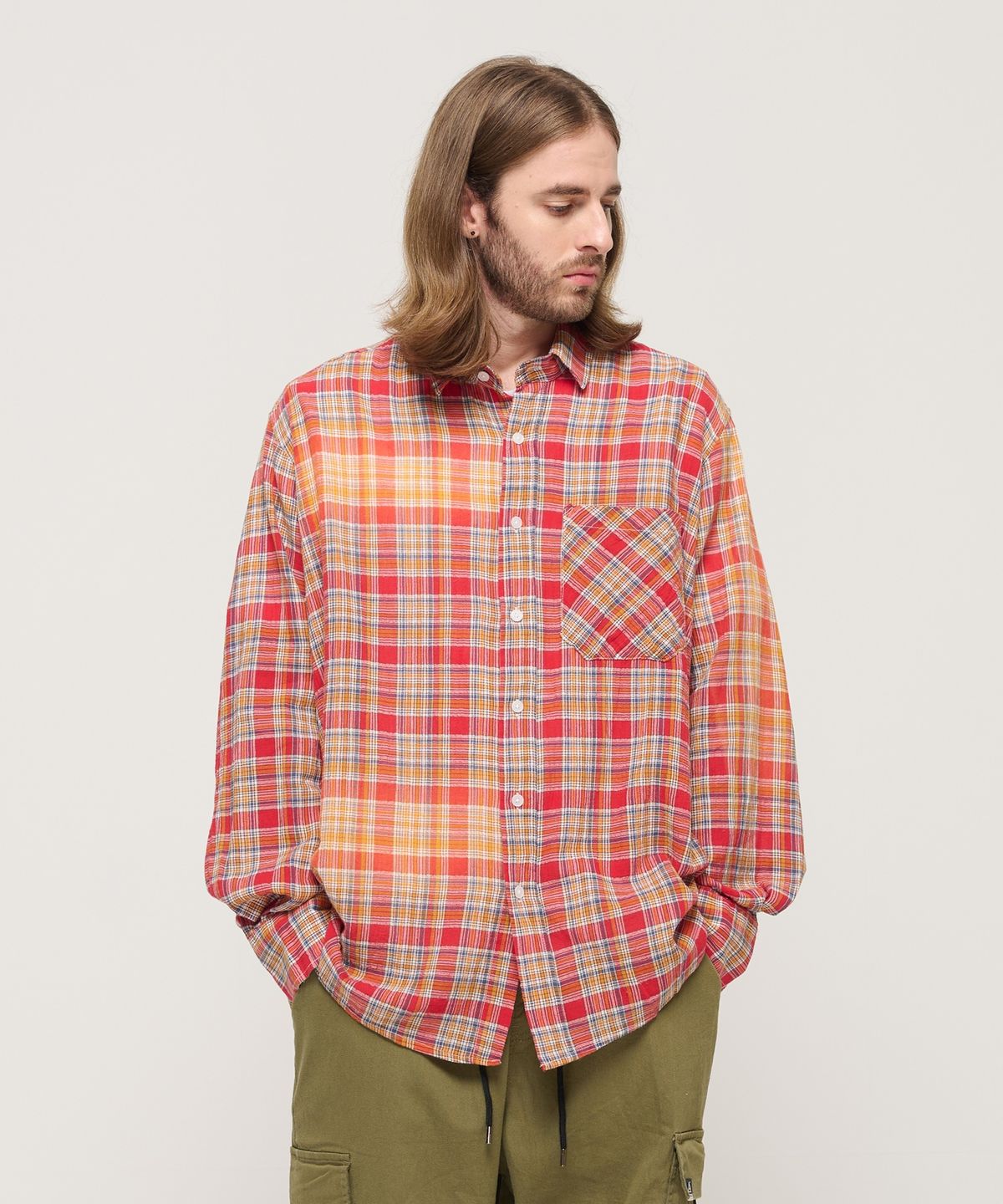 카고브로스(CARGOBROS) 빈티지 아메리칸 워싱 체크셔츠 (레드)