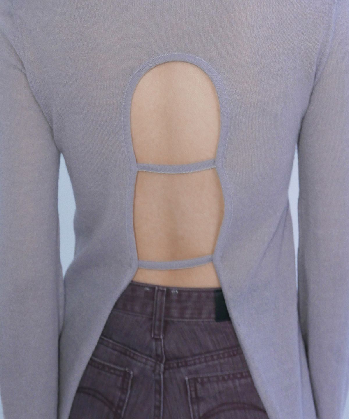 엔오르(EN OR) OPEN BACK BELL SLEEVE KNIT - LAVENDER