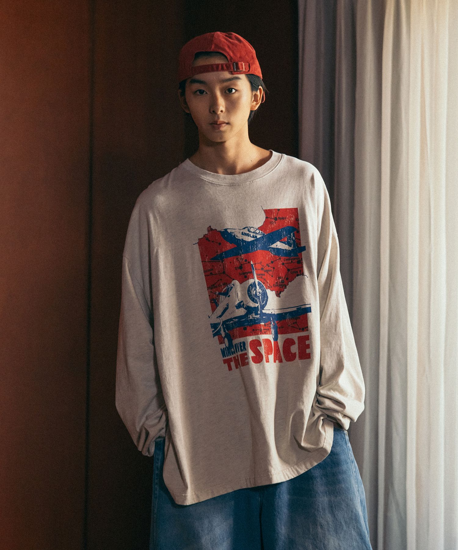 MUSINSA | ANGLAN W.O.T.S Graphic Washed Long Sleeve - Oatmeal