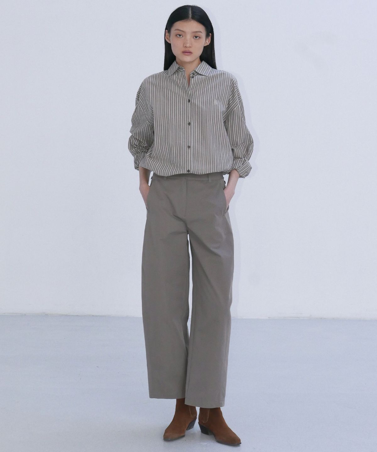 엔오르(EN OR) CLASSIC STRIPE SHIRTS FROM JAPAN - BROWN