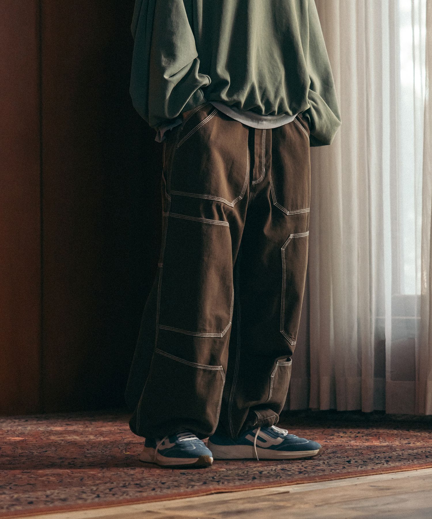 【ANGLAN】24FW★ [AG] Spread Panel Denim Work Pants MUSINSA | ANGLAN Spread Panel Work Pants - Brown