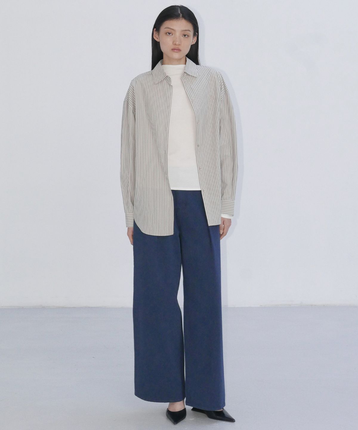 엔오르(EN OR) CLASSIC STRIPE SHIRTS FROM JAPAN - IVORY