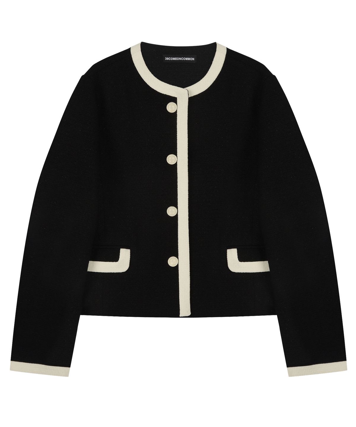 38컴온커먼(38COMEONCOMMON) Trimming Tweed Jacket (Shine Black)