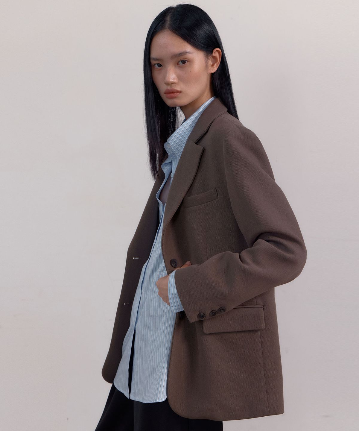 38컴온커먼(38COMEONCOMMON) Over Wool Single Jacket (Khaki Brown)