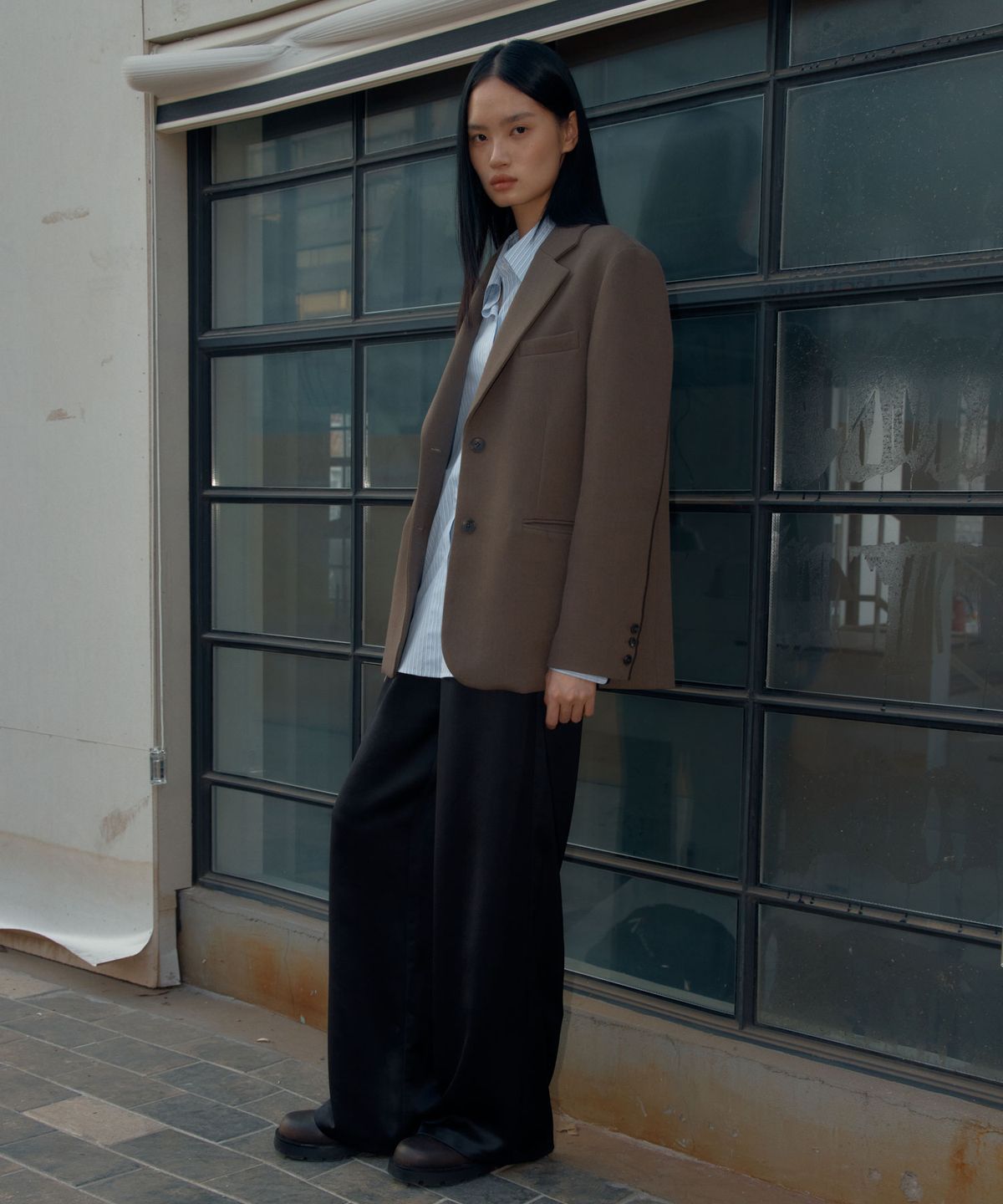 38컴온커먼(38COMEONCOMMON) Over Wool Single Jacket (Khaki Brown)