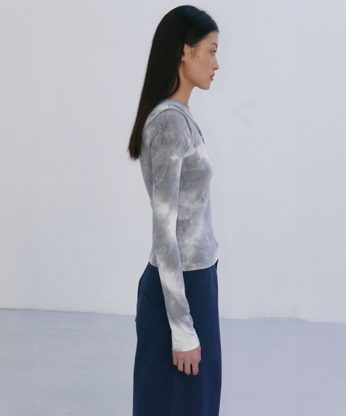 엔오르(EN OR) CUT-OUT TIEDYE T-SHIRTS - GREY