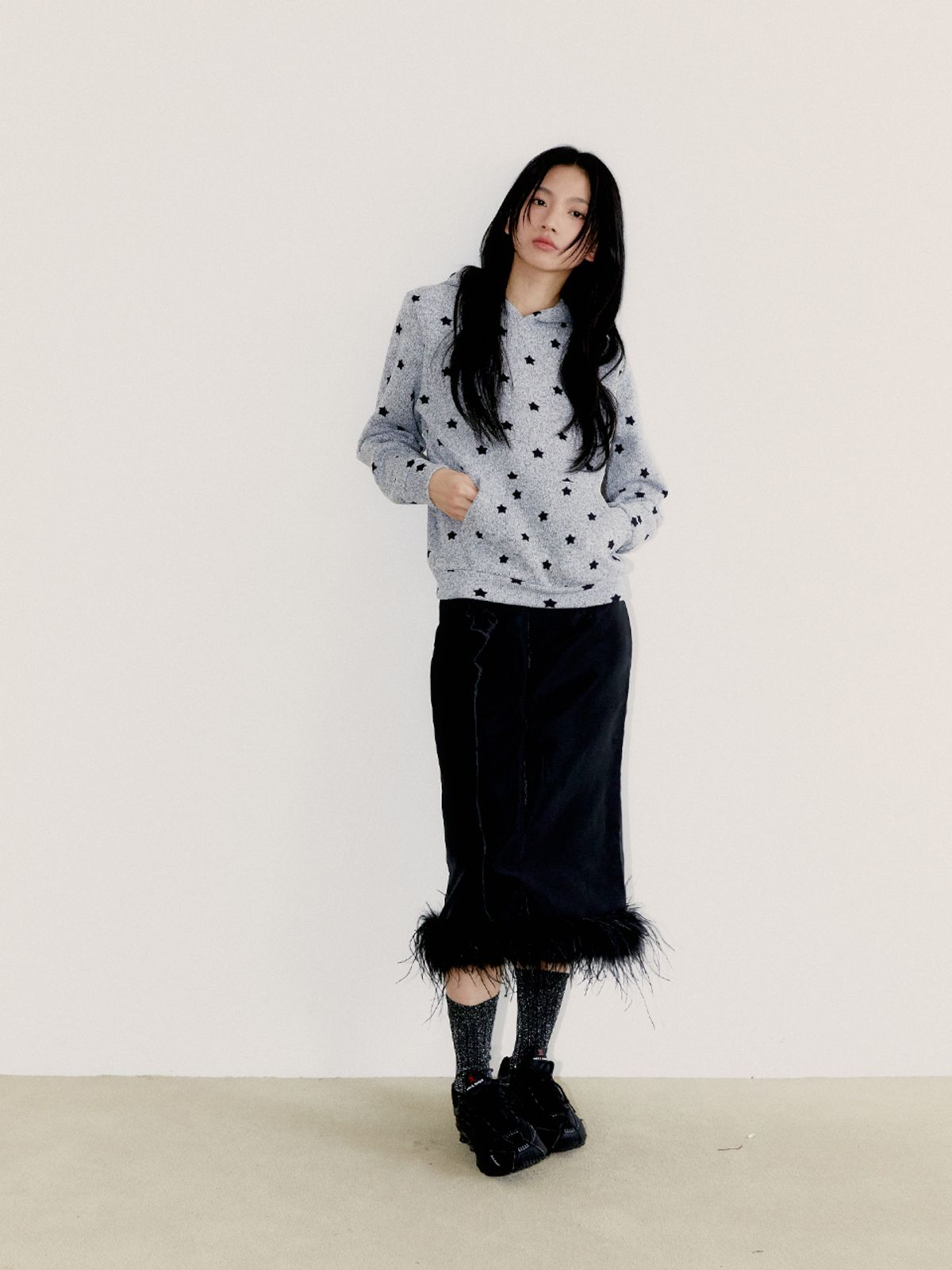 오피쉬(OAFISH) MINI STAR HOODIE, MELANGE