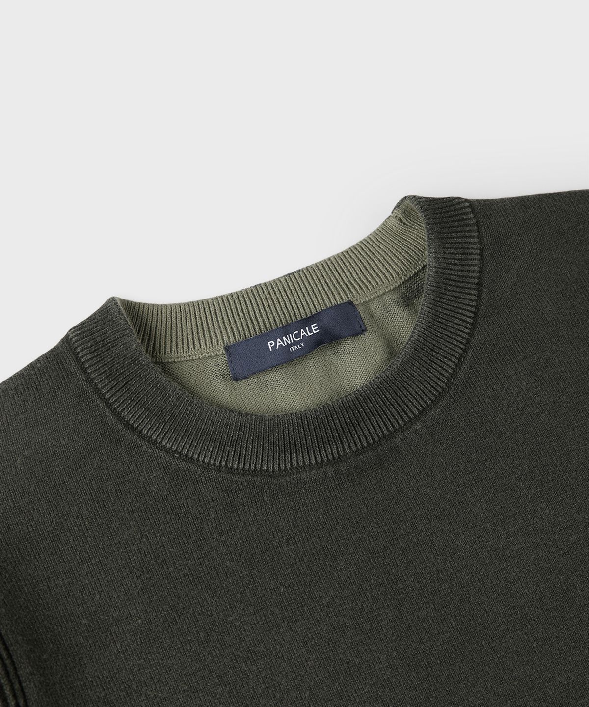 빠니깔레(PANICALE) 카키 골지 크루넥 니트