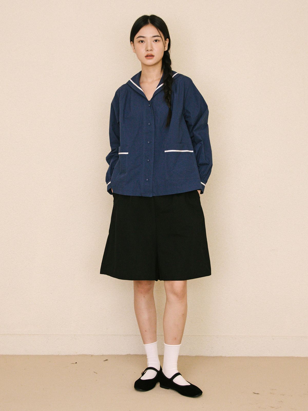 빈센트네이비(VINCENT NAVY) 포지타노 세일러 블라우스_네이비