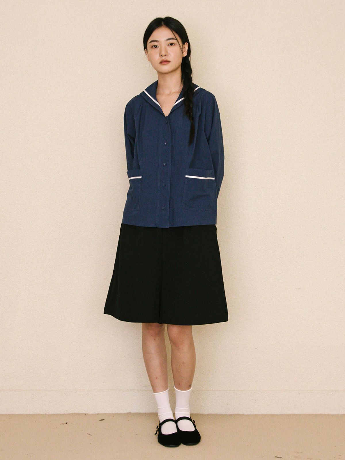 빈센트네이비(VINCENT NAVY) 포지타노 세일러 블라우스_네이비