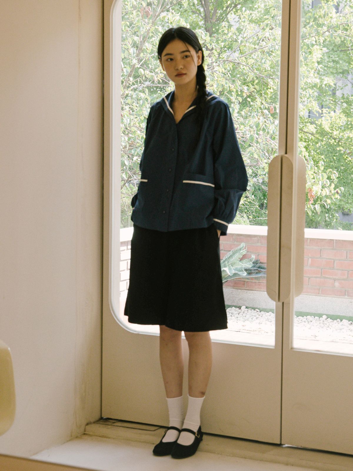 빈센트네이비(VINCENT NAVY) 포지타노 세일러 블라우스_네이비
