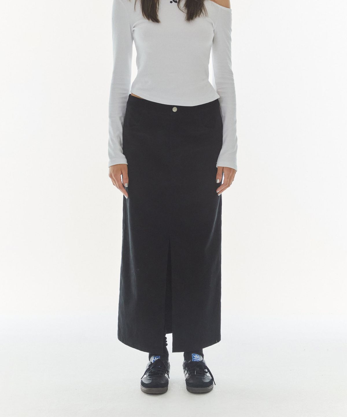 레스트앤레크레이션(REST&RECREATION) CORDUROY MAXI SKIRT - BLACK