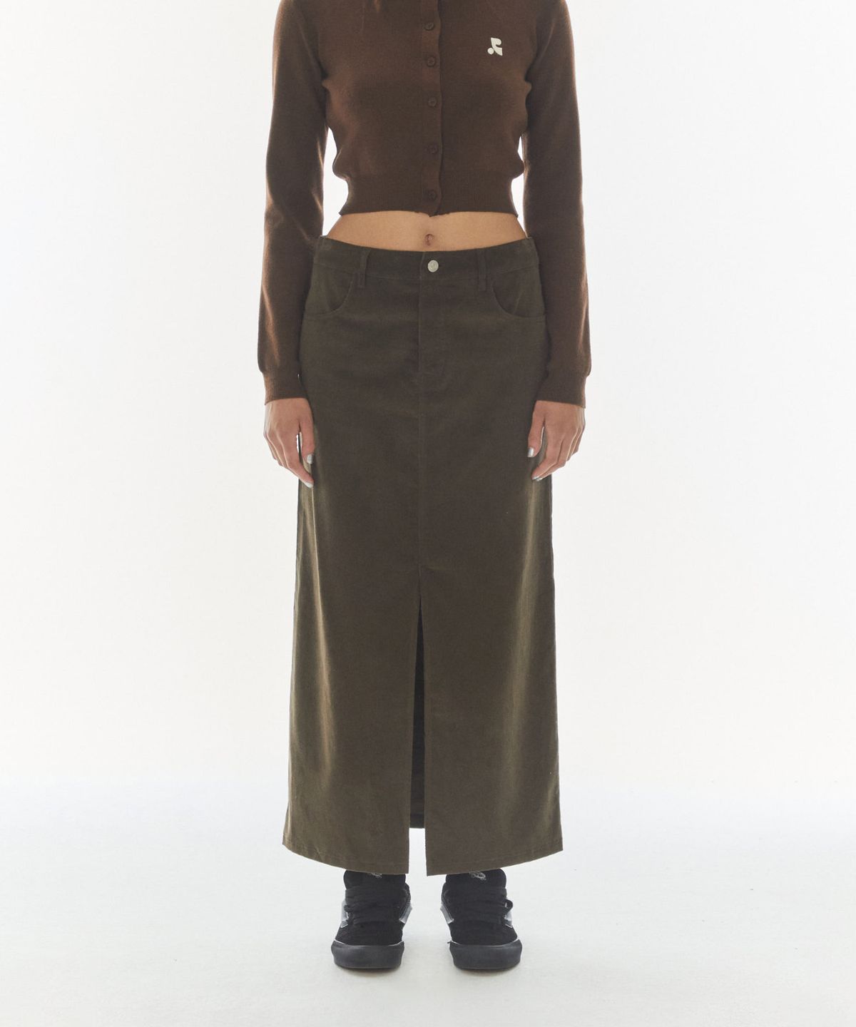 레스트앤레크레이션(REST&RECREATION) CORDUROY MAXI SKIRT - BROWN