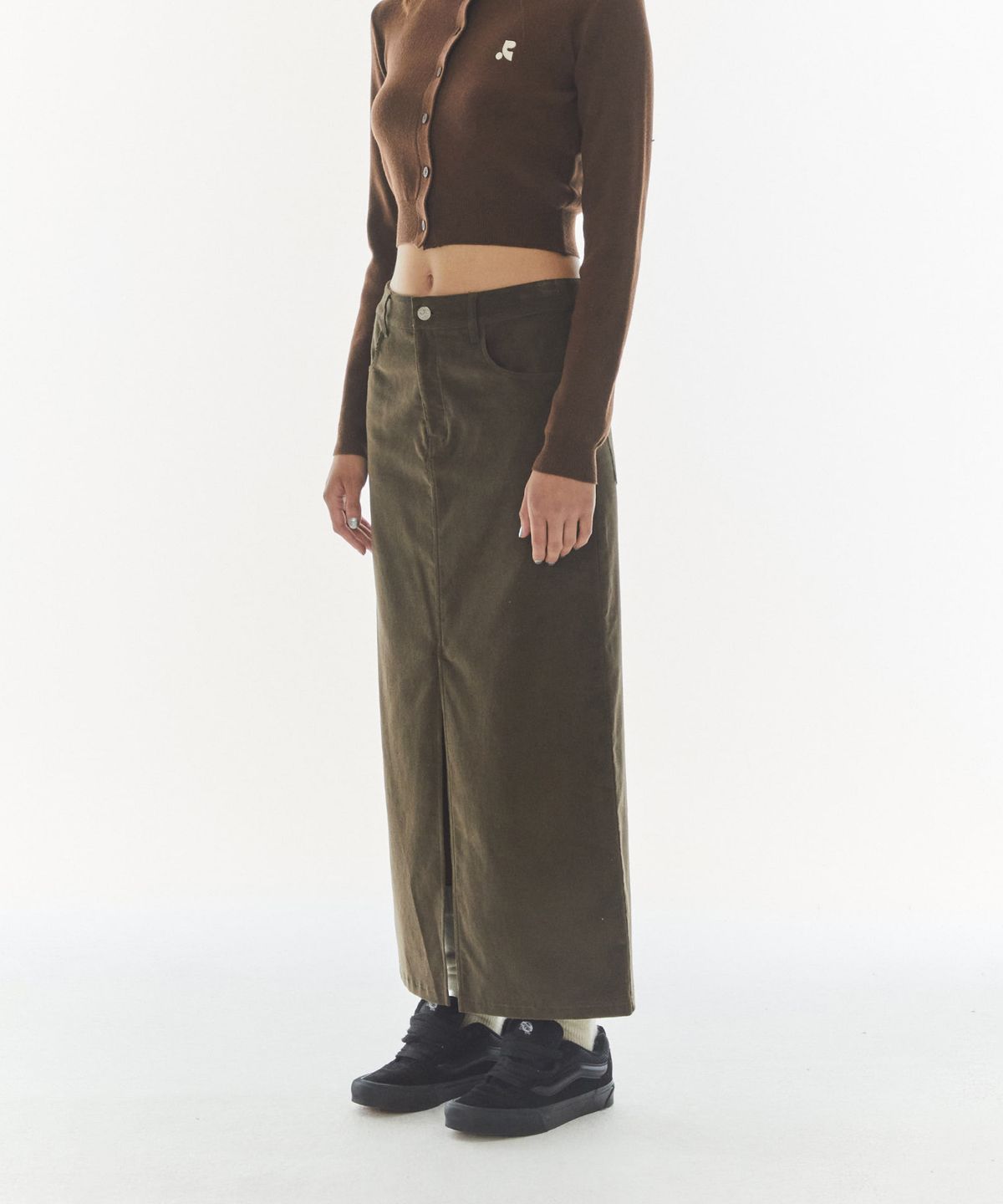 레스트앤레크레이션(REST&RECREATION) CORDUROY MAXI SKIRT - BROWN
