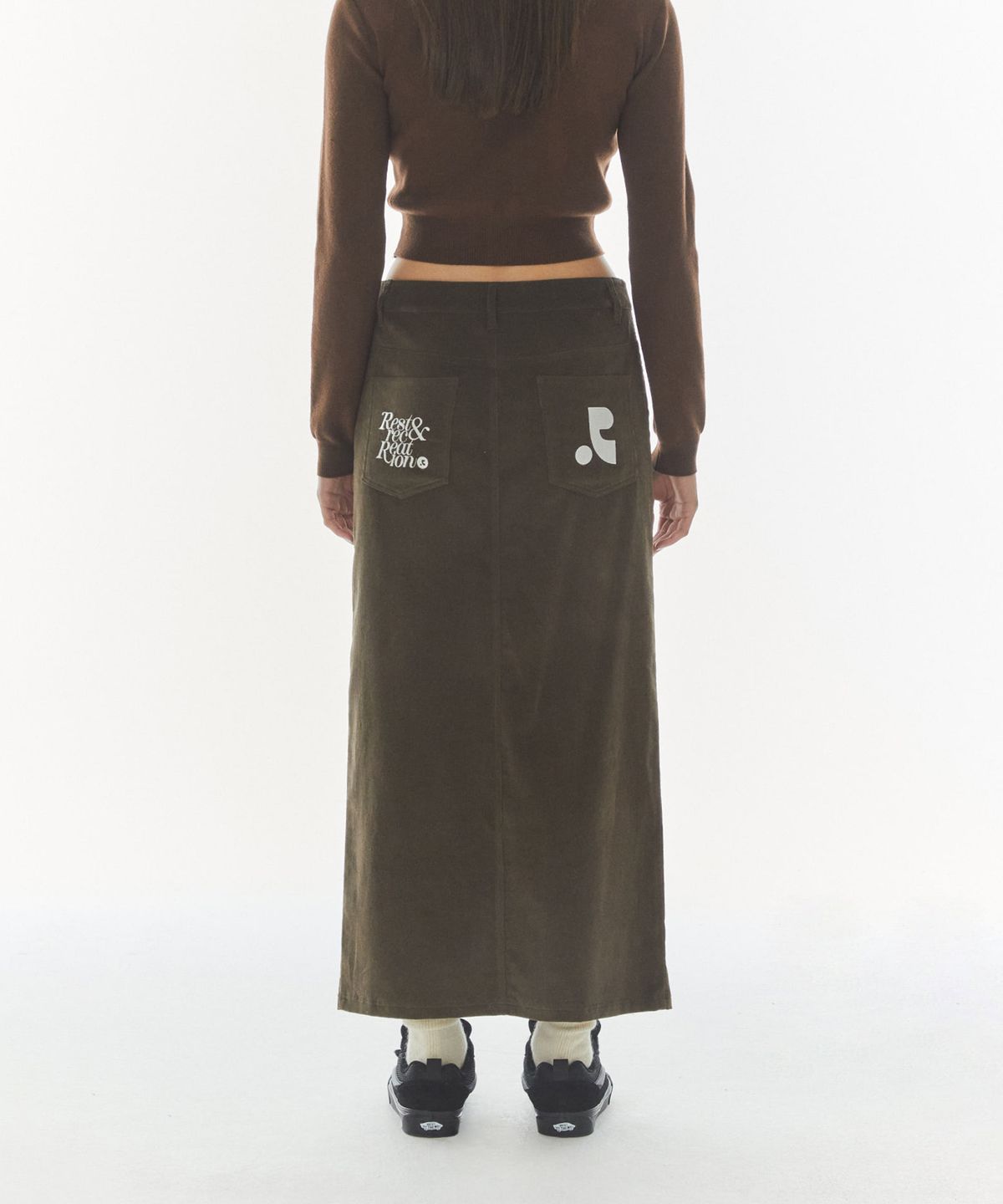 레스트앤레크레이션(REST&RECREATION) CORDUROY MAXI SKIRT - BROWN