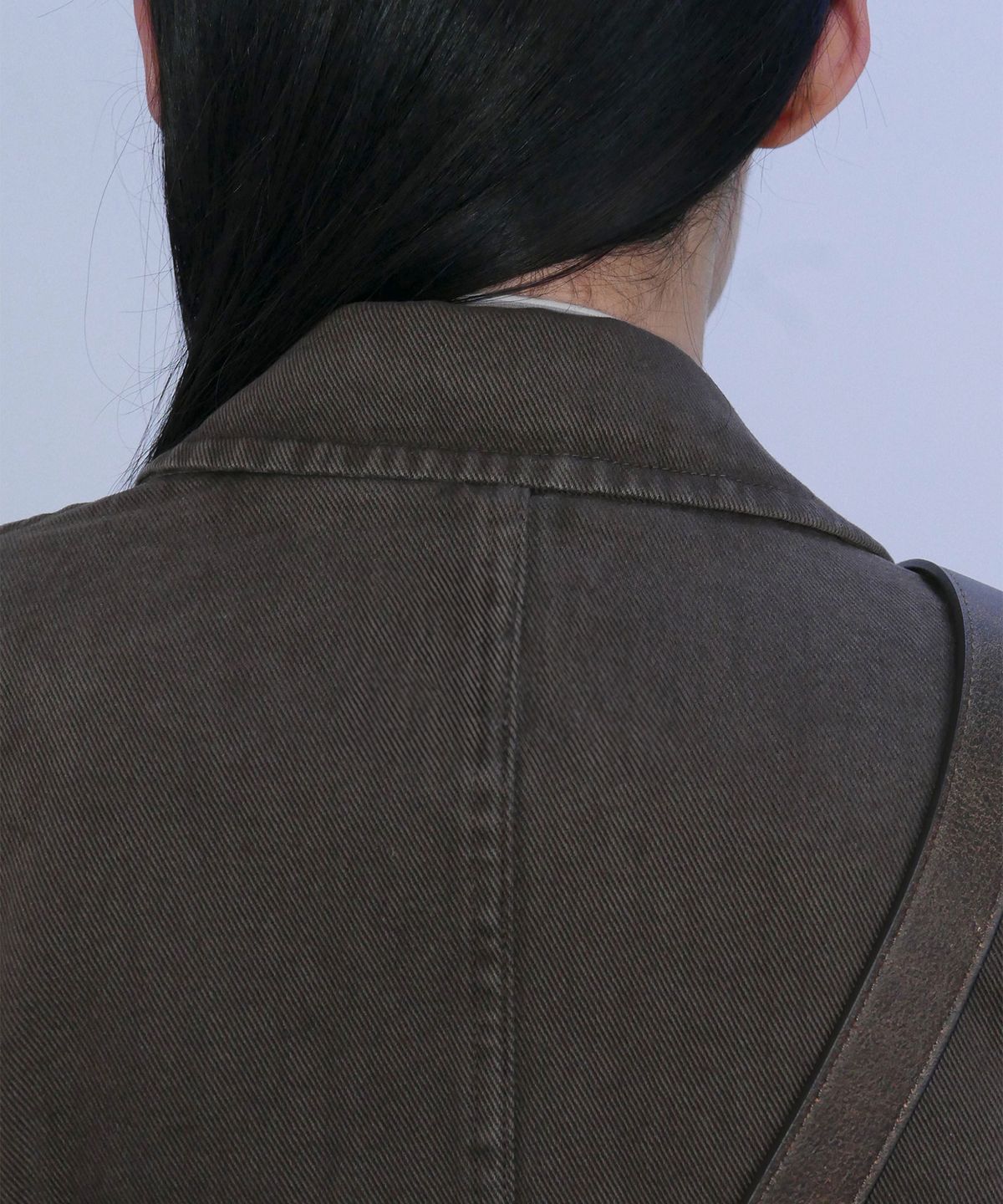 엔오르(EN OR) SINGLE BREASTED DENIM BLAZER - BROWN