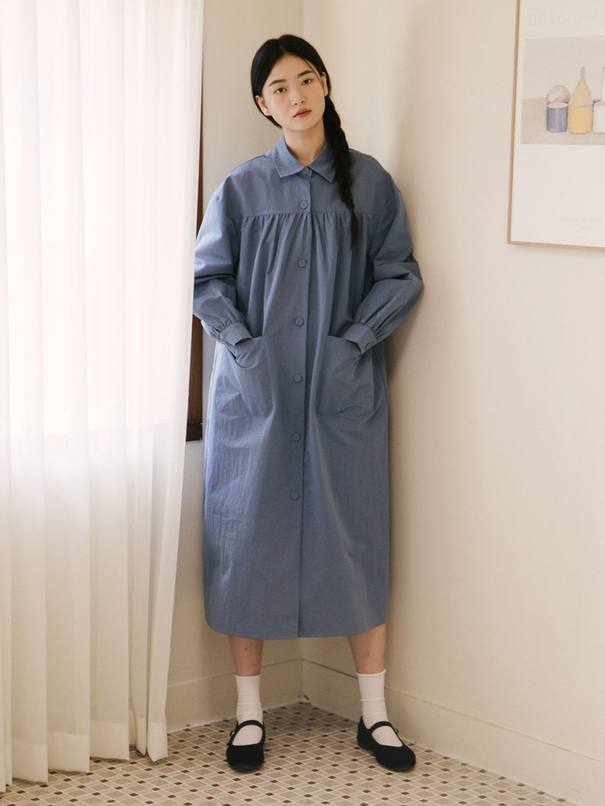 빈센트네이비(VINCENT NAVY) 레이트어텀 원피스코트_블루
