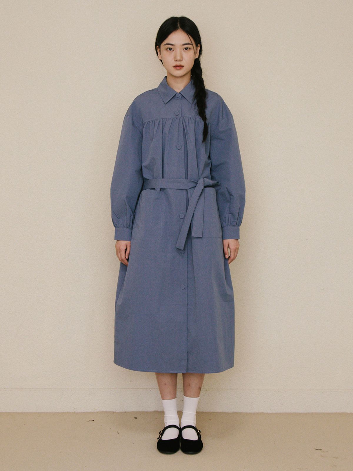 빈센트네이비(VINCENT NAVY) 레이트어텀 원피스코트_블루