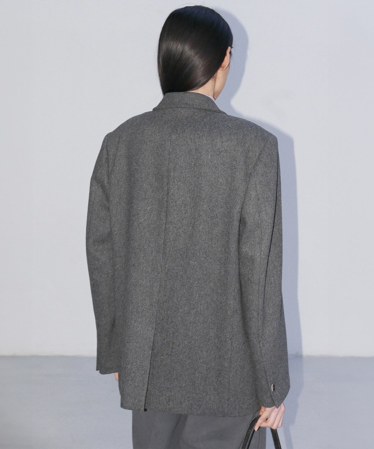 엔오르(EN OR) WOOL BLEND CLASSIC JACKET - DARK GREY