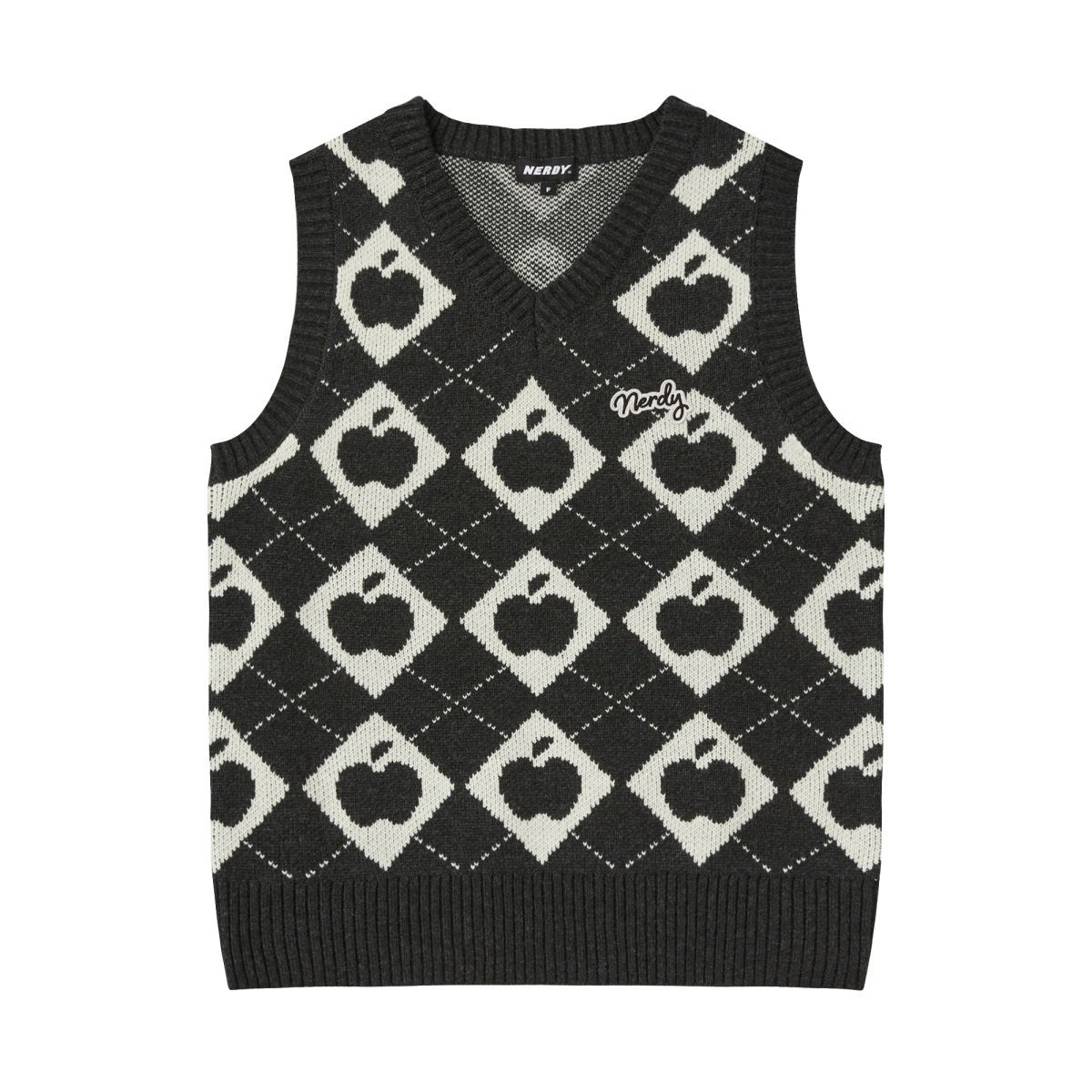 さらに100円引き◆NERDY◆N-PL SWEATER VEST MUSINSA公式 | NERDY N-PL Sweater Vest (Black/Ivory)