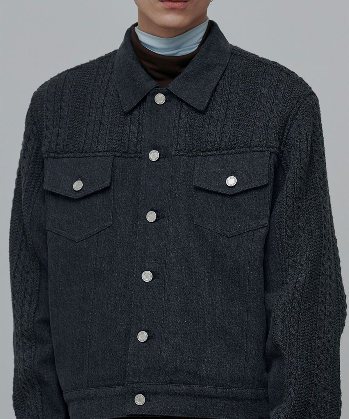 애니타임로릭(ANYTIME LOREAK) Zinnia Mix Jacket-Charcoal(RENEWAL)