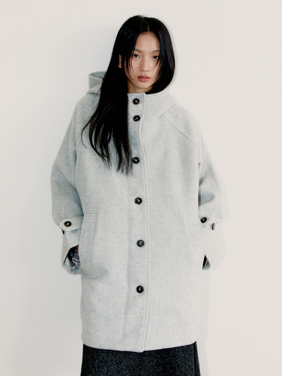 오피쉬(OAFISH) RICH WOOL HALF COAT, GRAY
