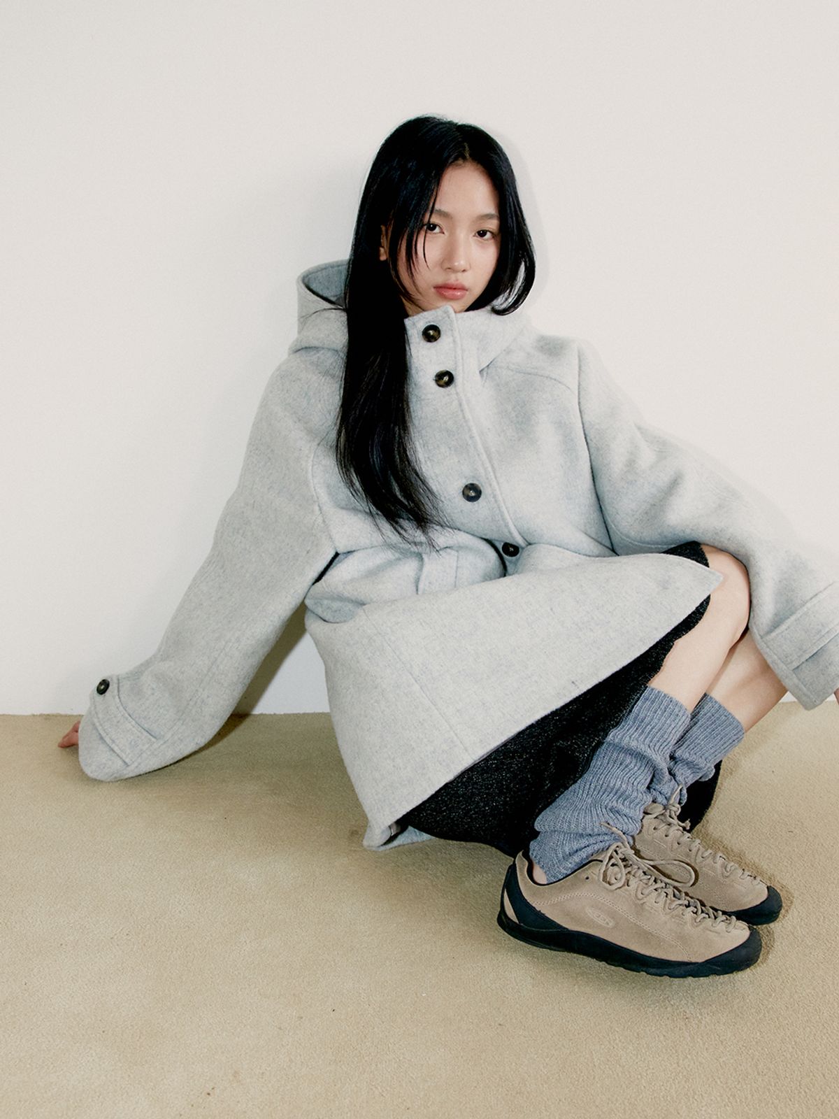 오피쉬(OAFISH) RICH WOOL HALF COAT, GRAY