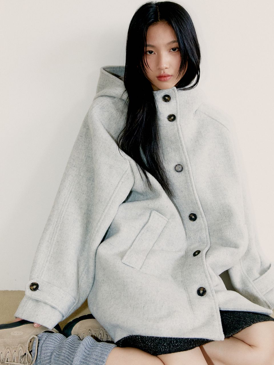 韓国★リッチウールハーフコート[OAFISH]_Grey MUSINSA | OAFISH Rich Wool Half Coat, Grey