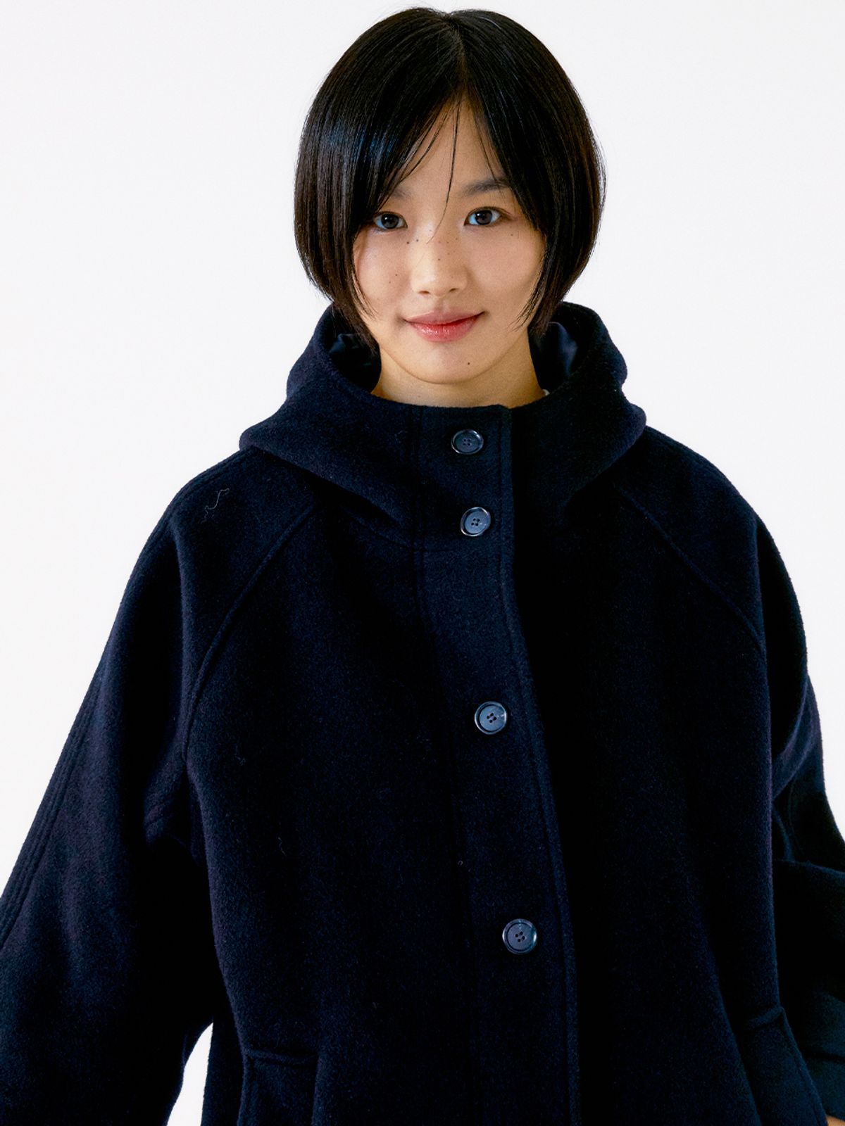 오피쉬(OAFISH) RICH WOOL HALF COAT, NAVY