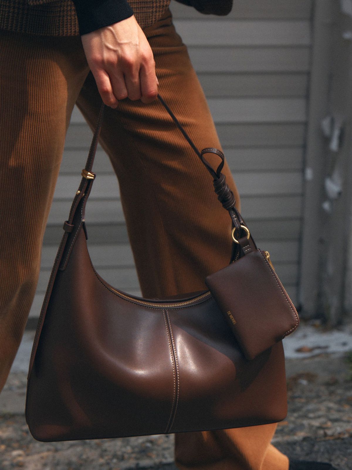 드메리엘(DEMERIEL) Veneta Hobo Bag Medium Wood Brown