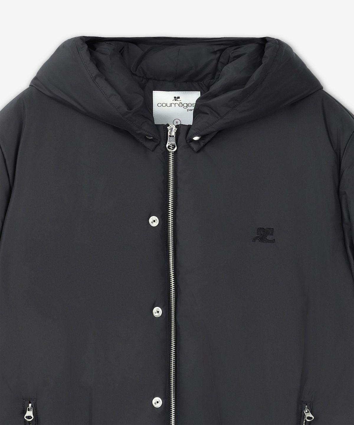 꾸레쥬(COURREGES) AC 나일론 후드 푸퍼 패딩 - 블랙 / 324CMA155PL01129999